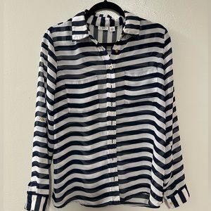Cato Medium see through casual dark Navy striped shirt